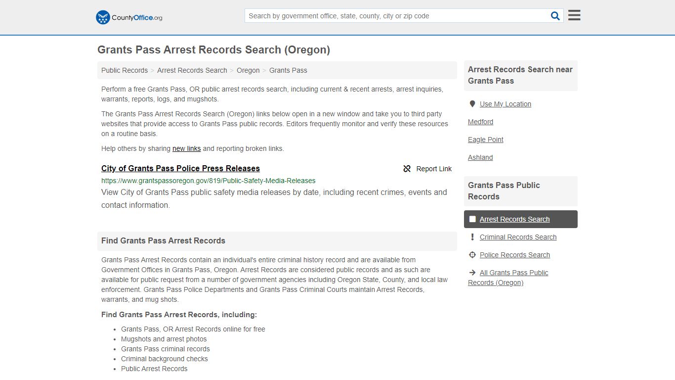 Arrest Records Search - Grants Pass, OR (Arrests & Mugshots)