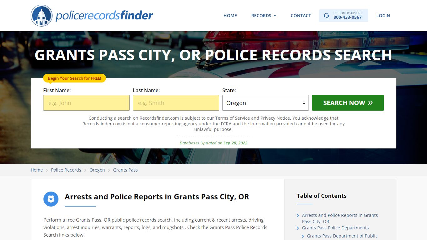 GRANTS PASS CITY, OR POLICE RECORDS SEARCH - RecordsFinder