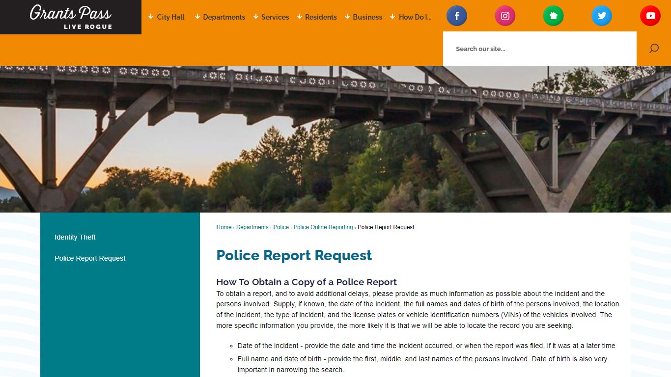 Police Report Request | Grants Pass, OR - Official Website